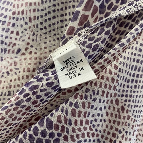 JAK Snakeskin Print Sheer Silk Popover Blouse Medium - Picture 6 of 6
